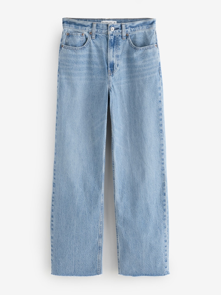 Azul - Calça jeans larga de cintura alta Abercrombie & Fitch - Imagem 1 de 1