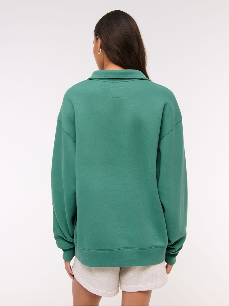 Moletom verde Abercrombie & Fitch com gola meio zíper - Imagem 2 de 7