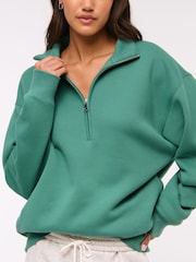 Moletom verde Abercrombie & Fitch com gola meio zíper - Imagem 6 de 7