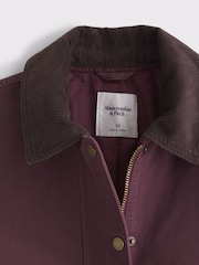 Abercrombie & Fitch Red Abercrombie & Fitch Red Mid Length Waxed Barn Jacket - Image 7 of 7