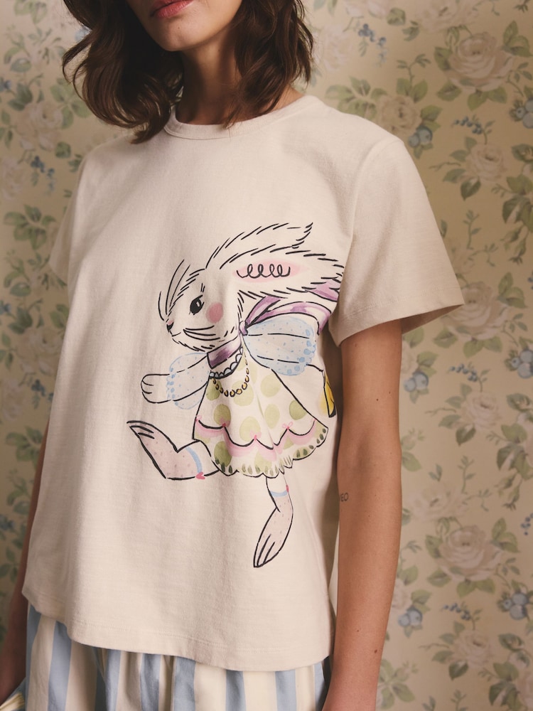 Cath Kidston Blue Rabbit Cotton Jersey Shorts Set - Image 10 of 10