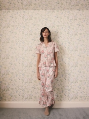 Cath Kidston Cream Hackney Rose Cotton Button Through Frill Woven Pyjamas - Image 2 of 10