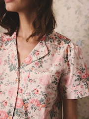 Cath Kidston Cream Hackney Rose Cotton Button Through Frill Woven Pyjamas - Image 6 of 10