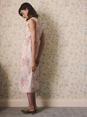 Cath Kidston Cream Hackney Rose Frill Trim Midi Dress - Image 6 of 9