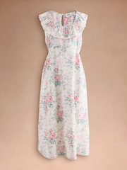 Cath Kidston Cream Hackney Rose Frill Trim Midi Dress - Image 7 of 9