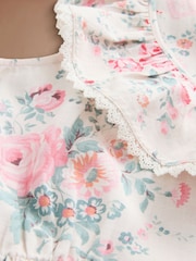 Cath Kidston Cream Hackney Rose Frill Trim Midi Dress - Image 8 of 9