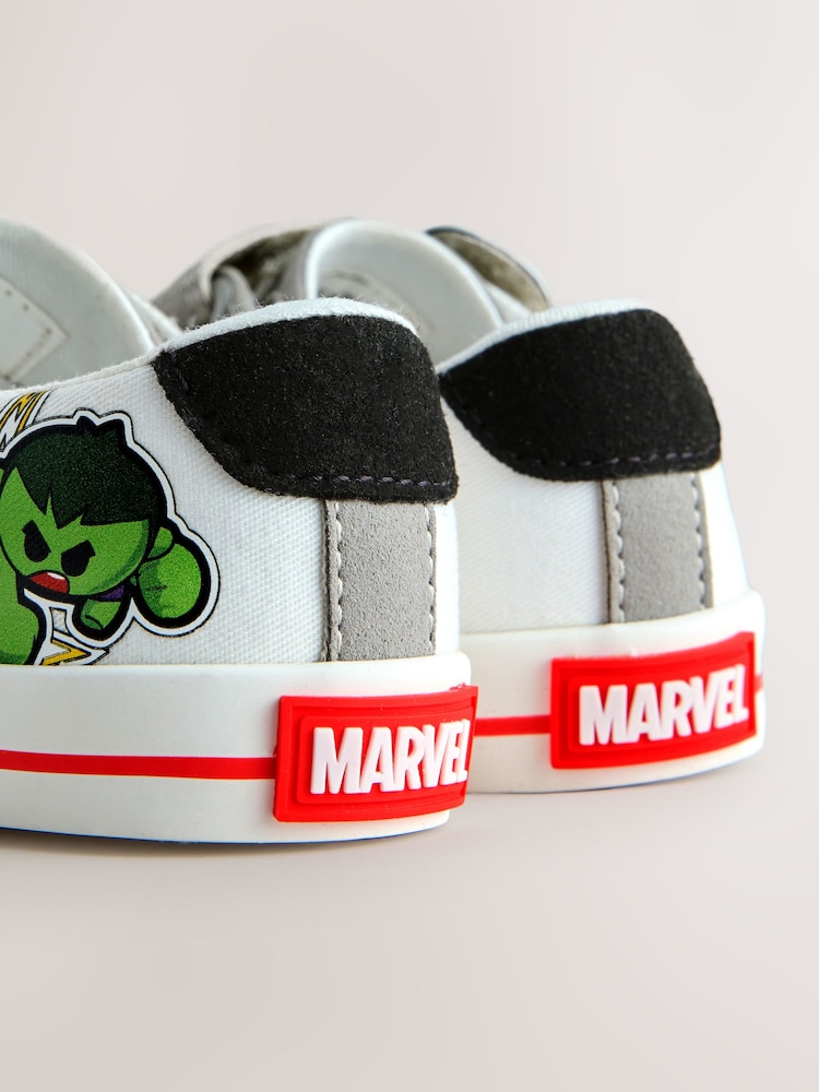 White/Black Wide Fit (G) Marvel Touch Fastening Elastic Lace Trainers - Image 5 of 5