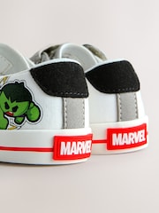 White/Black Wide Fit (G) Marvel Touch Fastening Elastic Lace Trainers - Image 7 of 7
