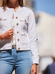 JaquetaSosandar com gola redonda e bolso frontal Denim - Imagem 5 de 5