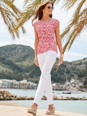 Sosandar Red Spot Print Ruched Waist Top - Image 2 of 4