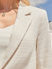Sosandar Natural Boucle Blazer With Pearlescent Button - Image 4 of 5