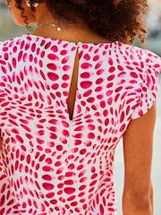 Sosandar Pink Geometric Print Shift Dress - Image 4 of 5