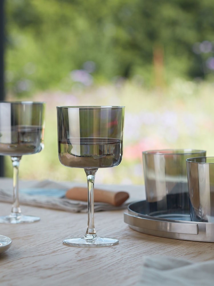 LSA International Set of 2 Grey Lunar Wine Glasses 250ml - Image 1 of 4 LSA International Set of 2 Grey Lunar Wine Glasses 250ml - Image 1 of 4