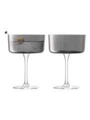 LSA International Set of 2 Grey Lunar Champagne and Cocktail Glasses 230ml - Image 4 of 4
