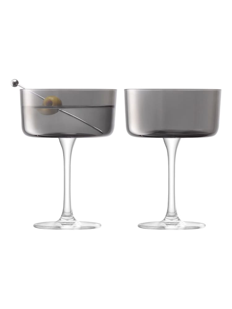 LSA International Set of 2 Grey Lunar Champagne and Cocktail Glasses 230ml - Image 4 of 4 LSA International Set of 2 Grey Lunar Champagne and Cocktail Glasses 230ml - Image 4 of 4