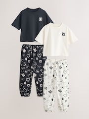 أسود/بيج فاتح - مجموعة من 2 بيجامات ببنطلونات رياضية (3-16 سنة) - Image 4 of 11