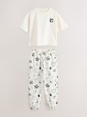 أسود/بيج فاتح - مجموعة من 2 بيجامات ببنطلونات رياضية (3-16 سنة) - Image 8 of 11