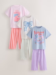 Orange/Pink Wide Leg Pyjamas 3 Pack (3-16yrs) - Image 1 of 6