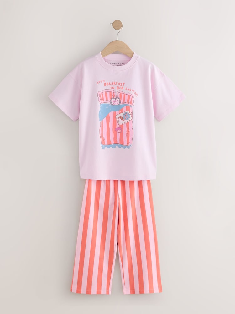 Orange/Pink Wide Leg Pyjamas 3 Pack (3-16yrs) - Image 2 of 6