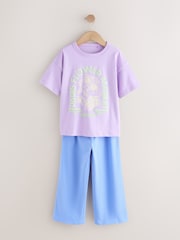 Pink/Lilac Slogan Wide Leg Pyjamas 3 Pack (3-16yrs) - Image 2 of 7