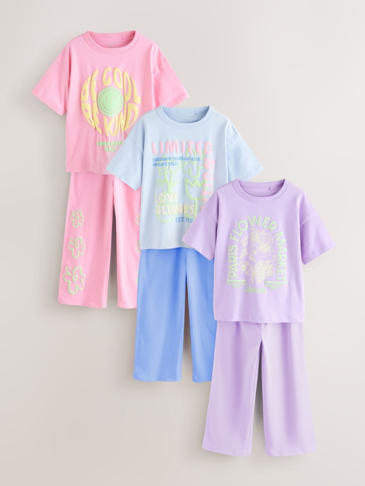 Lot De 2 Pyjamas Next Taille 8 Ans - Legging Et Haut à Manches Longues, Noir/violet, Neufs Avec étiquette