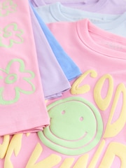 Pink/Lilac Slogan Wide Leg Pyjamas 3 Pack (3-16yrs) - Image 6 of 7