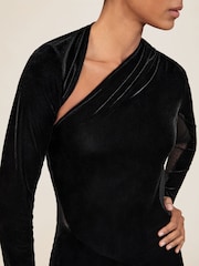 Reiss Black Kass Velvet Sheer-Panel Cut-Out Midi Dress - Image 4 of 6