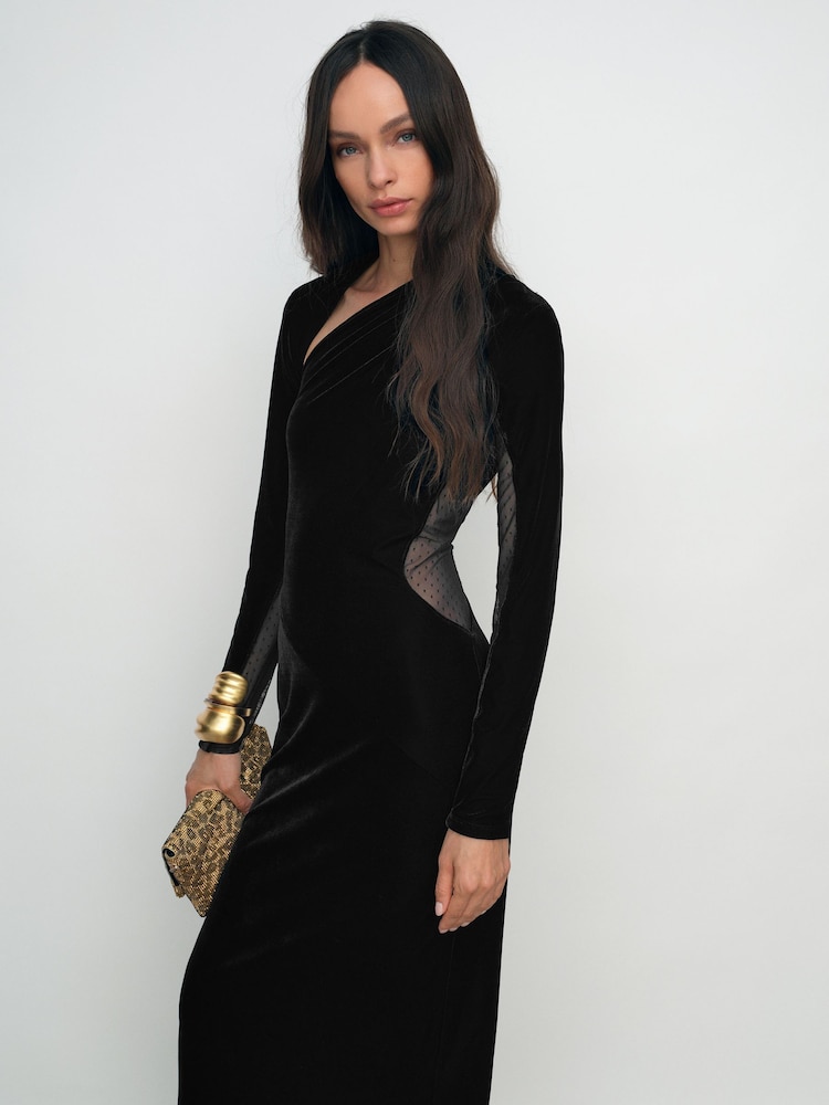 reiss black cut out dress Reiss Twist Cut-Out Midi Dress in Black