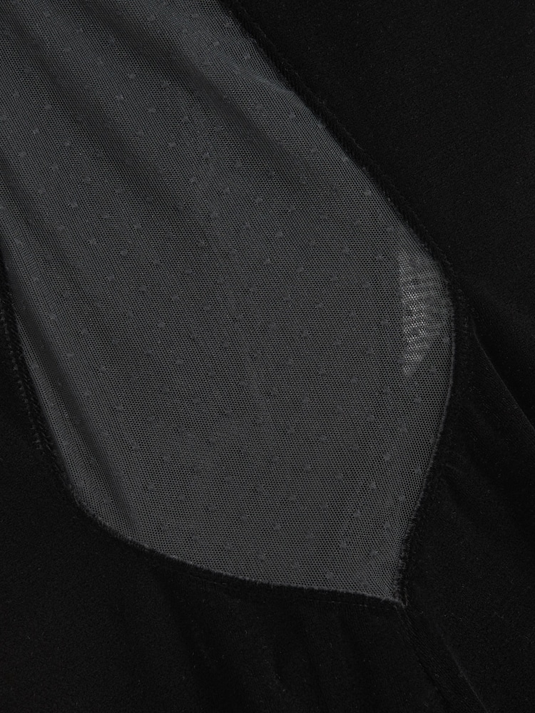 Reiss Black Kass Velvet Sheer-Panel Cut-Out Midi Dress - Image 6 of 6