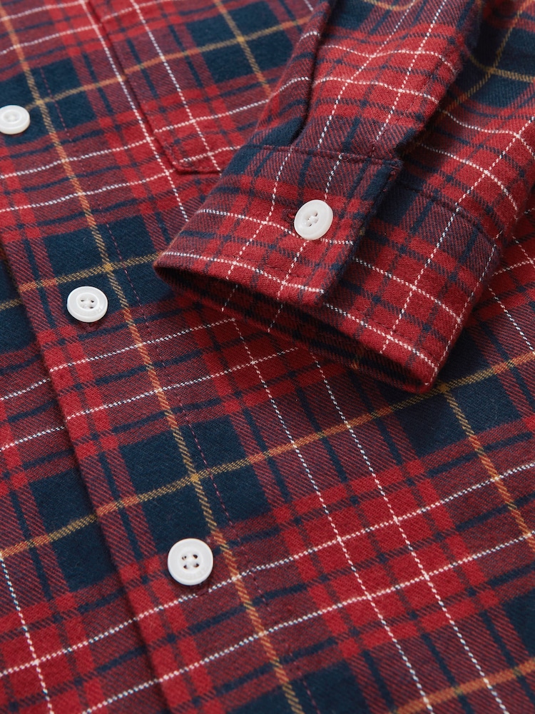 Reiss Red/Navy Blue Bronts Cotton Button-Through Check Shirt - Image 4 of 4 Reiss Red/Navy Blue Bronts Cotton Button-Through Check Shirt - Image 4 of 4