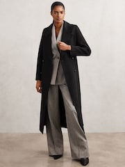 Reiss Black Dorian Double-Breasted Blindseam Coat Wool-Blend - Image 3 of 7