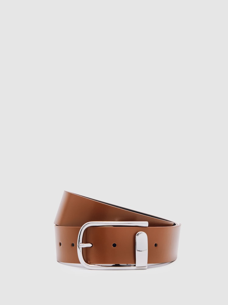 Reiss Tan Iyla Leather Half Keeper Belt - Image 1 of 5