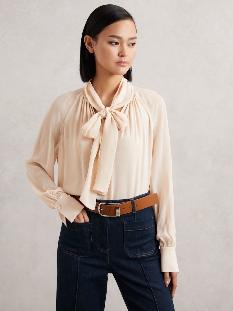 Reiss Tan Iyla Leather Half Keeper Belt - Image 5 of 5