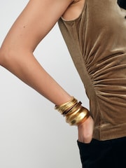 Reiss Gold Scarlett Velvet Drape Sleeveless Top - Image 4 of 6