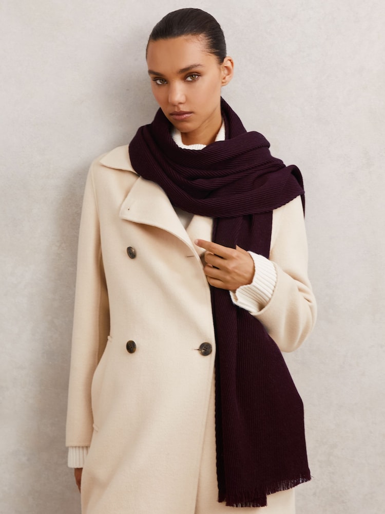 Reiss Burgundy Penny Scarf - Image 2 of 5 Reiss Burgundy Penny Scarf - Image 2 of 5