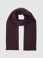 Reiss Burgundy Penny Wool Pleated Scarf - Image 3 of 5