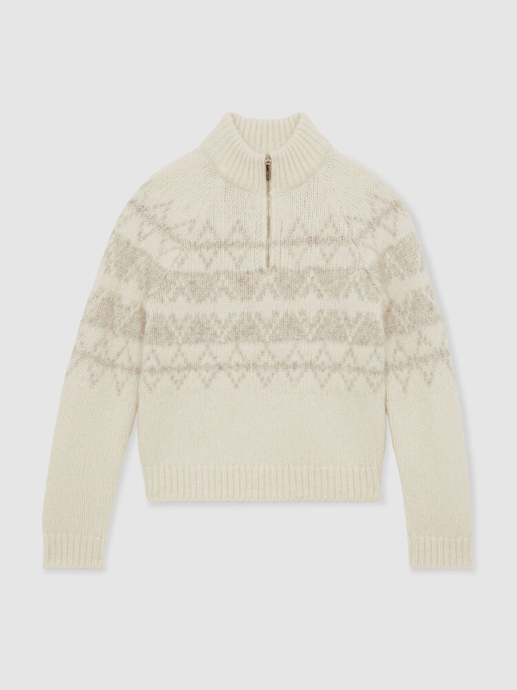 Reiss Off White/Oatmeal Claus Jumper - Image 1 of 6