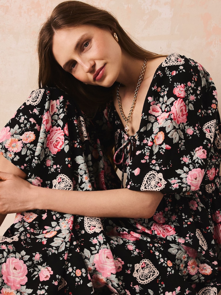 strapless open back dress Sleeveless Black Floral Maxi Dress