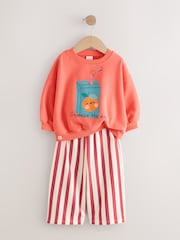 Orange Squeeze the Day Sweatshirt & Wide Leg Trousers Set (3mths-7yrs) - Image 2 of 9