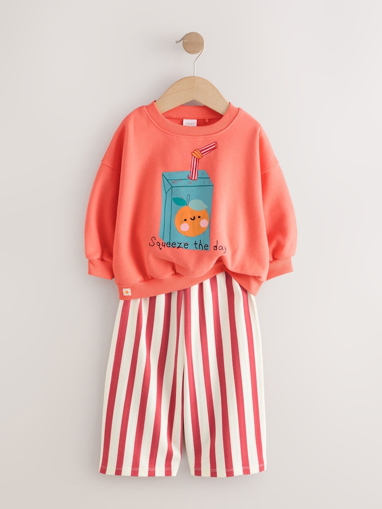 Orange Squeeze the Day Sweatshirt & Wide Leg Trousers Set (3mths-7yrs) - Image 2 of 9
