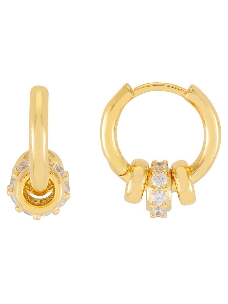 Estella Bartlett Gold Tone Triple Disc Hoop Pave Earrings - Image 1 of 4