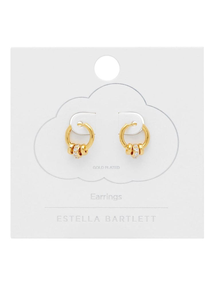 Estella Bartlett Gold Tone Triple Disc Hoop Pave Earrings - Image 2 of 4 Estella Bartlett Gold Tone Triple Disc Hoop Pave Earrings - Image 2 of 4