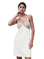 Chantelle Cream Fleurs Embriodered Satin Chemise - Image 1 of 3