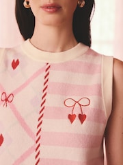 Cath Kidston Pink Mix Bow Print Knitted Tank Top - Image 12 of 19