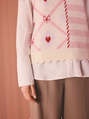 Cath Kidston Pink Mix Bow Print Knitted Tank Top - Image 13 of 19