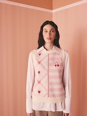 Cath Kidston Pink Mix Bow Print Knitted Tank Top - Image 5 of 19