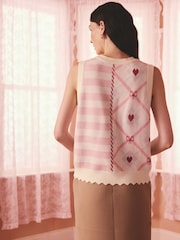 Cath Kidston Pink Mix Bow Print Knitted Tank Top - Image 6 of 19