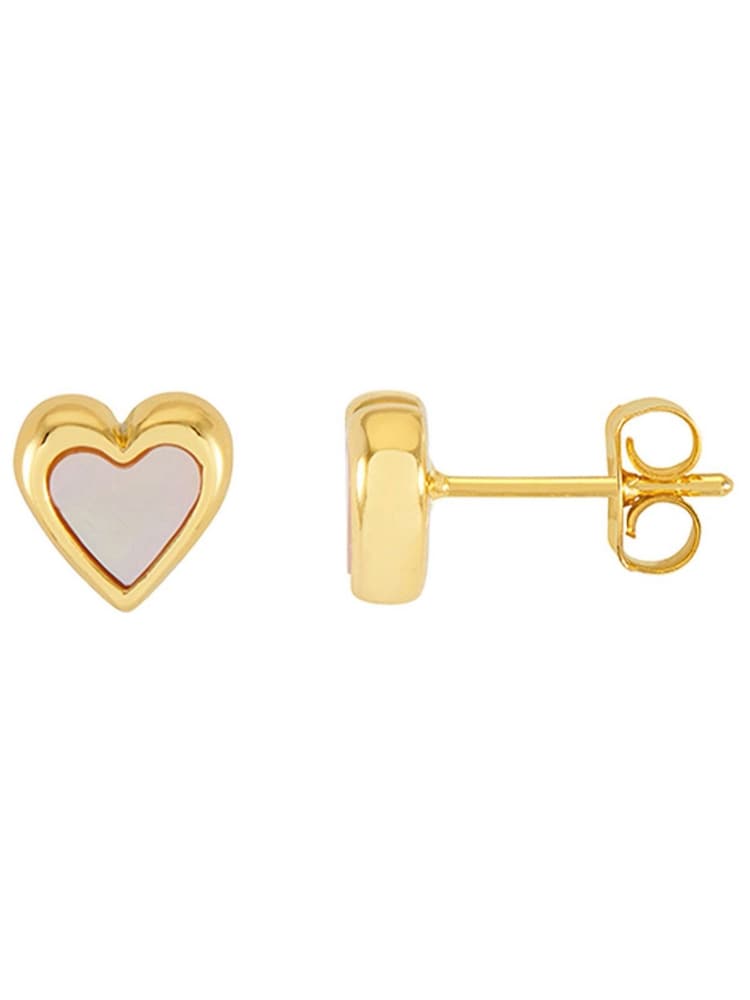 Estella Bartlett Gold Tone Pink Pearl Heart Stud Earrings - Image 1 of 4