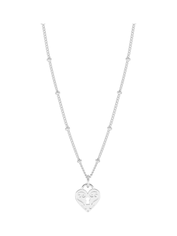 Estella Bartlett Silver Tone Engraved Heart Padlock Necklace - Image 1 of 4 Estella Bartlett Silver Tone Engraved Heart Padlock Necklace - Image 1 of 4