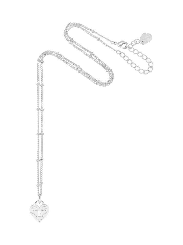 Estella Bartlett Silver Tone Engraved Heart Padlock Necklace - Image 2 of 4 Estella Bartlett Silver Tone Engraved Heart Padlock Necklace - Image 2 of 4